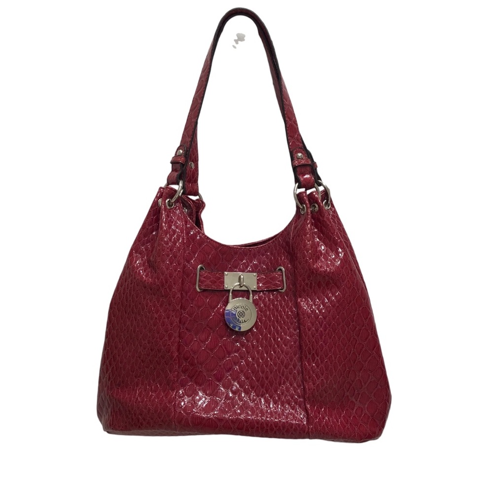 Nicole Miller red shoulder bag with magnetic snap top closure - Picture 2 of 10